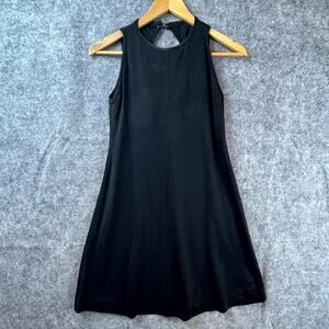 VTG Barbara Lesser Dress Small Black LBD Built In Bra Stretch‎ Basic Neutral Y2K